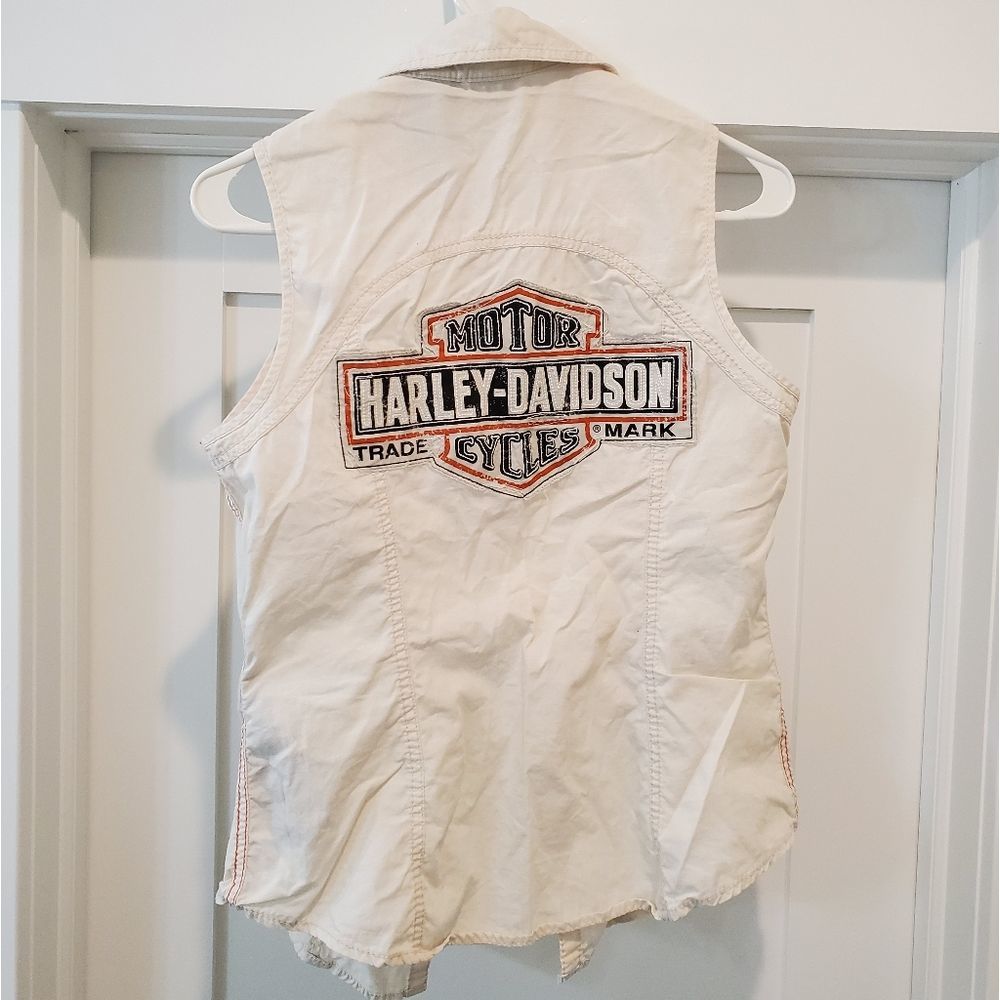 Harley-Davidson cream pearl snaps vest size Small